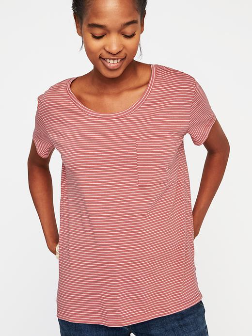 Image number 4 showing, Striped Boyfriend Scoop-Neck Tee for Women