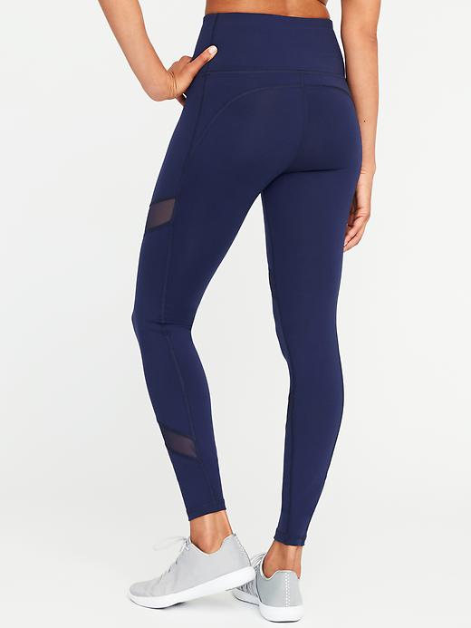 View large product image 2 of 3. High-Waisted Mesh-Panel Elevate Compression Leggings For Women