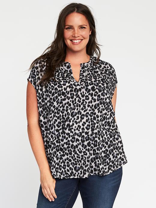 View large product image 1 of 1. Lightweight Plus-Size Cocoon Blouse