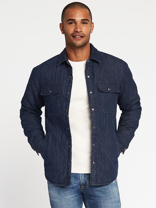Image number 1 showing, Quilted Chambray Shirt Jacket for Men