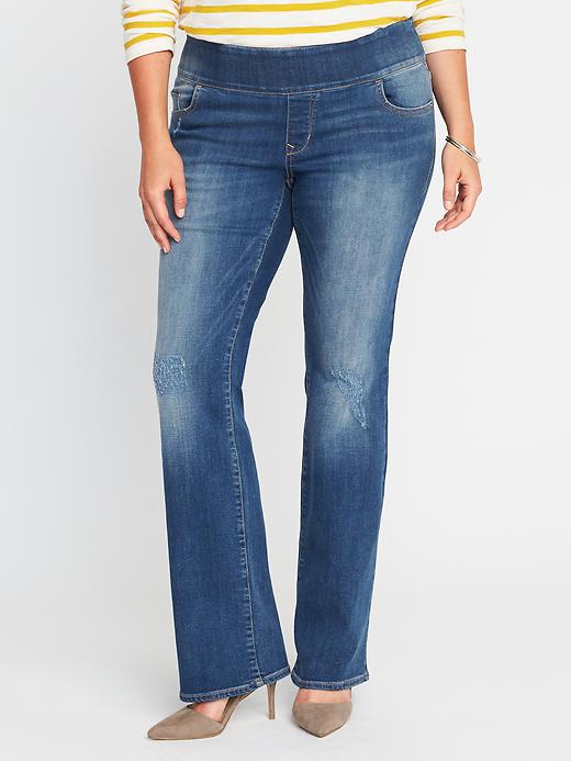 Image number 1 showing, Smooth & Comfort Mid-Rise Plus-Size Rockstar Boot-Cut Jeans