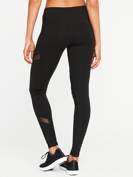 View large product image 2 of 3. Mid-Rise Mesh-Panel Elevate Compression Leggings for Women
