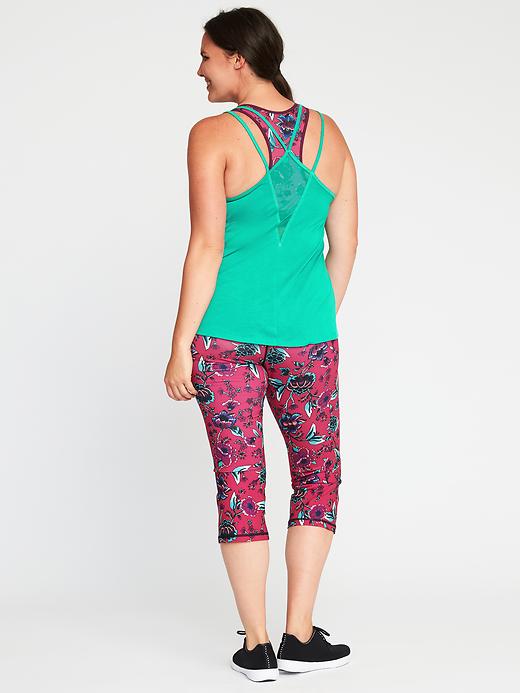 Image number 3 showing, Plus-Size Mesh-Trim Strappy Tank