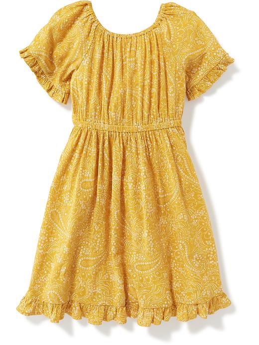 View large product image 2 of 3. Cinched-Waist Crinkle-Gauze Dress for Toddler Girls