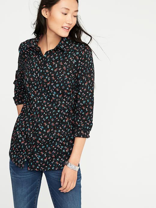 Image number 4 showing, Relaxed Classic Printed Shirt for Women