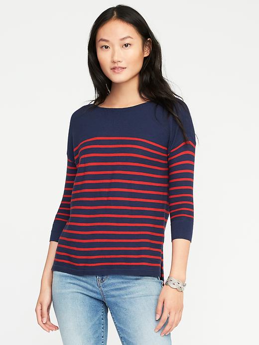 View large product image 1 of 1. Lightweight Textured Bateau Sweater for Women