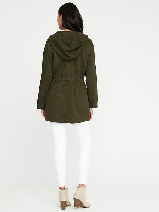 Image number 2 showing, Hooded Twill Utility Field Jacket for Women