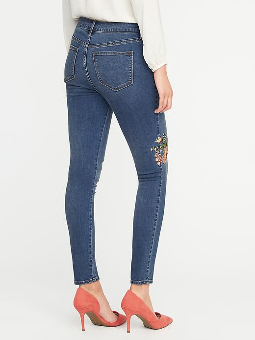 View large product image 2 of 3. Mid-Rise Floral-Embroidered Rockstar Jeans for Women