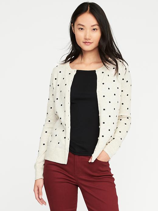 Image number 1 showing, Classic Polka-Dot Crew-Neck Cardi for Women
