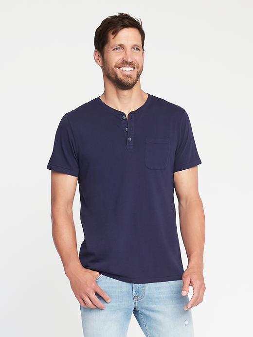 View large product image 1 of 1. Garment-Dyed Jersey Henley for Men