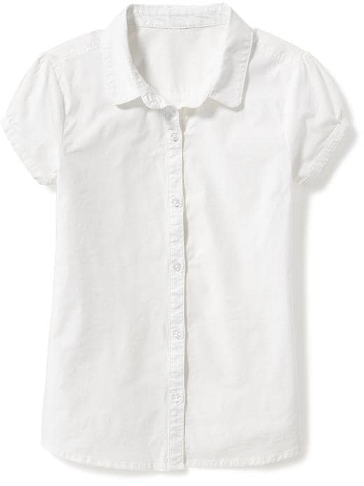 View large product image 1 of 3. Ruched-Sleeve Uniform Shirt for Girls