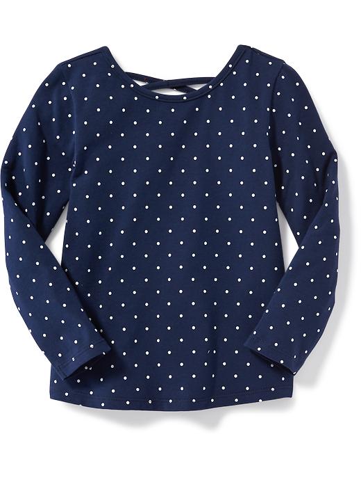 View large product image 1 of 1. Lattice-Back Scoop-Neck Tee for Toddler Girls