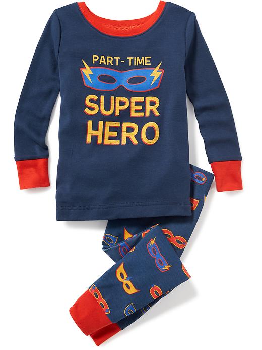View large product image 1 of 1. 2-Piece "Part-Time Super Hero" Graphic Sleep Set For Toddler & Baby