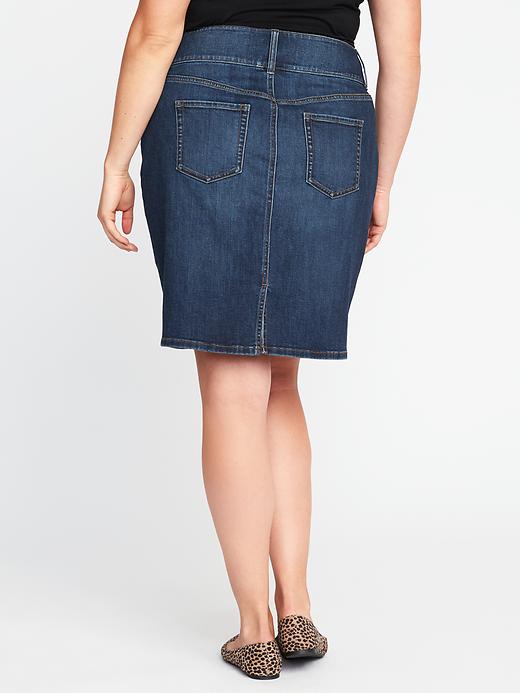 View large product image 2 of 2. High-Rise Smooth & Slim Plus-Size Denim Skirt