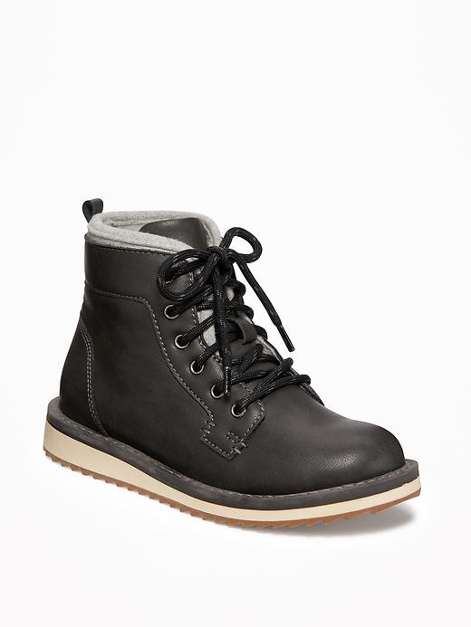 View large product image 1 of 1. Faux-Leather Lace-Up Ankle Boots for Boys