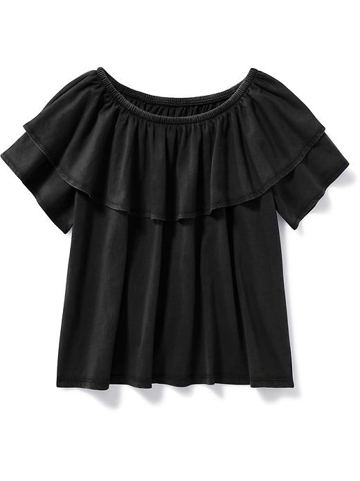 View large product image 1 of 1. Ruffle-Trim Jersey Top for Girls