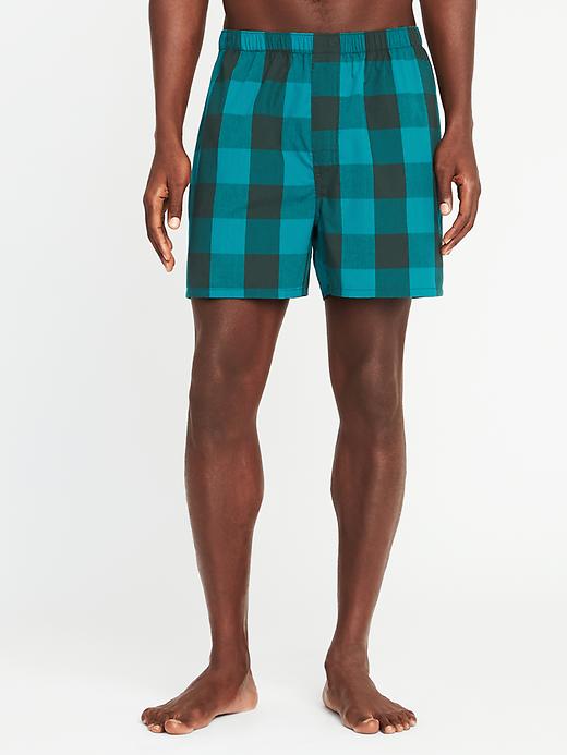 View large product image 1 of 1. Plaid Poplin Boxers for Men