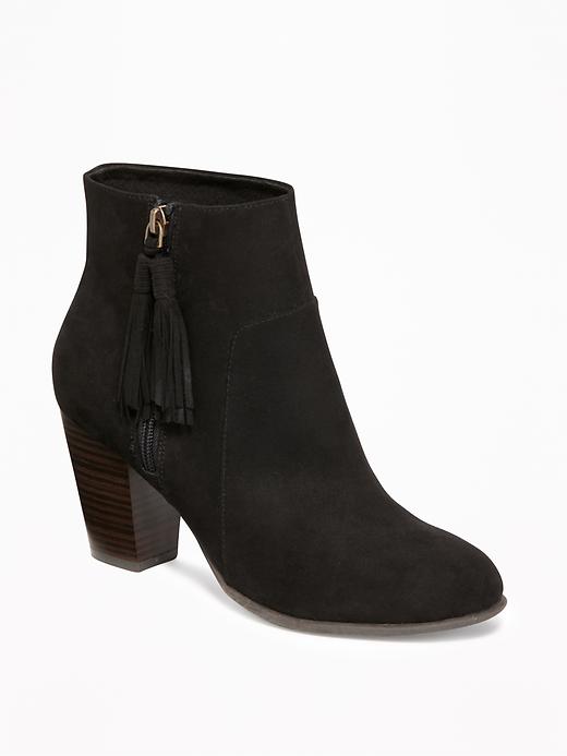 View large product image 1 of 1. Sueded Tassel-Zip Ankle Boots for Women