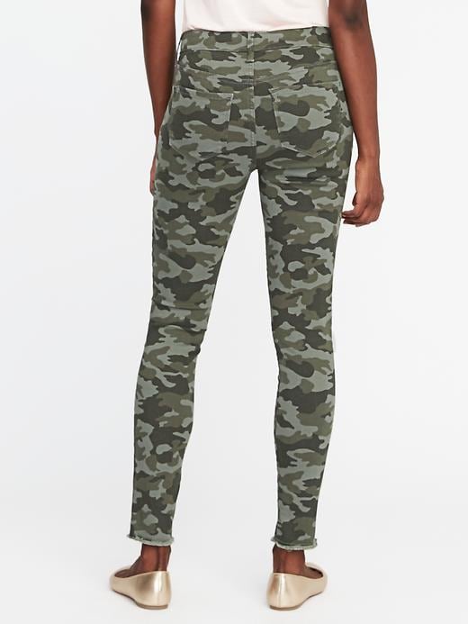 View large product image 2 of 3. Mid-Rise Raw-Edge Camo-Print Rockstar Jeans for Women