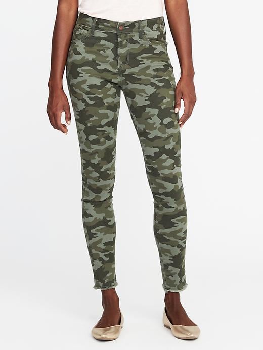 View large product image 1 of 3. Mid-Rise Raw-Edge Camo-Print Rockstar Jeans for Women