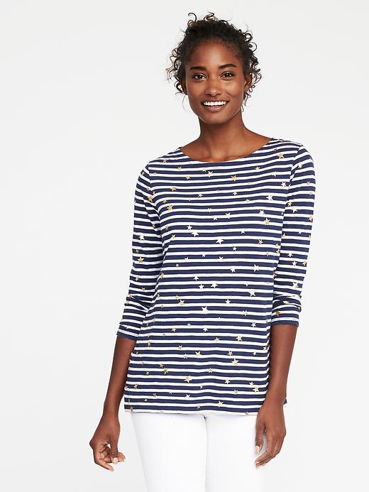 Image number 1 showing, Relaxed Mariner-Stripe Tee for Women