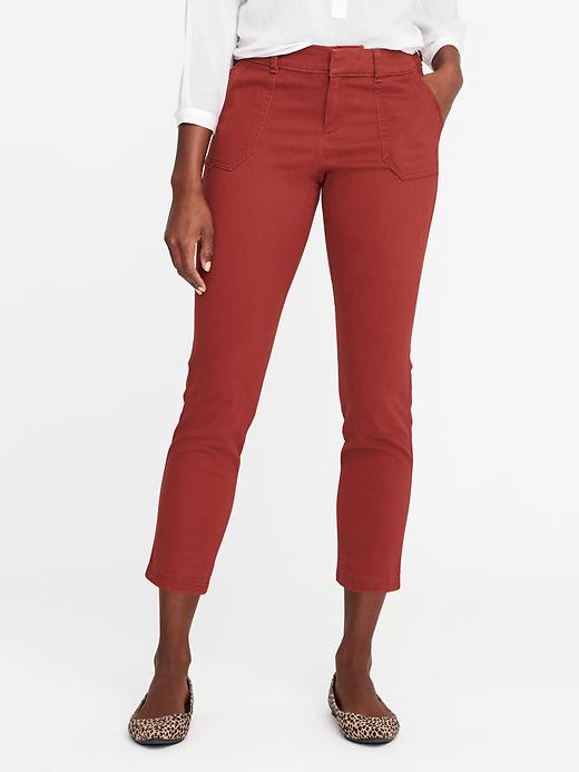 View large product image 1 of 2. Mid-Rise Sateen Utility Pixie Chinos for Women