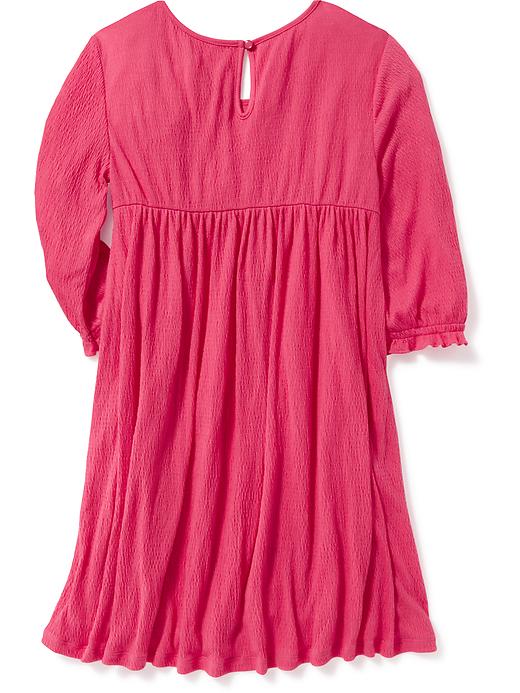 View large product image 2 of 3. Lace-Trim Crinkle-Jersey Swing Dress for Girls