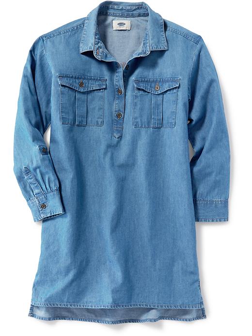 View large product image 1 of 3. Chambray Utility Shirt Dress for Girls