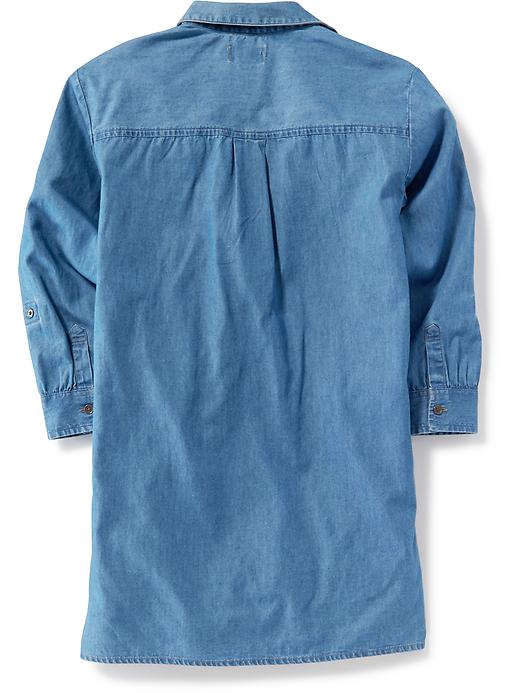 View large product image 2 of 3. Chambray Utility Shirt Dress for Girls