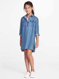 View large product image 3 of 3. Chambray Utility Shirt Dress for Girls