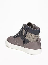 View large product image 3 of 4. Mixed-Fabric High-Tops for Toddler Boys
