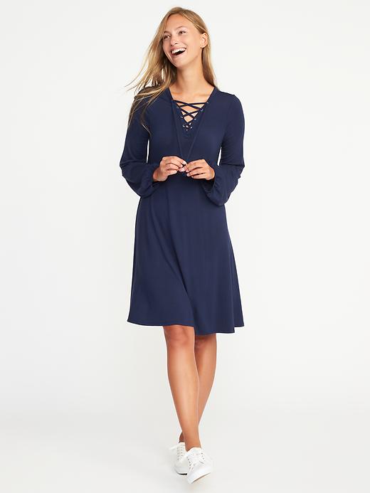 Image number 1 showing, Lace-Up Swing Dress for Women
