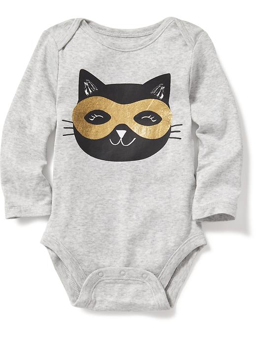 View large product image 1 of 1. Black Cat Mask-Graphic Bodysuit for Baby