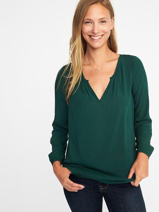 Image number 1 showing, Relaxed Shirred Blouse for Women