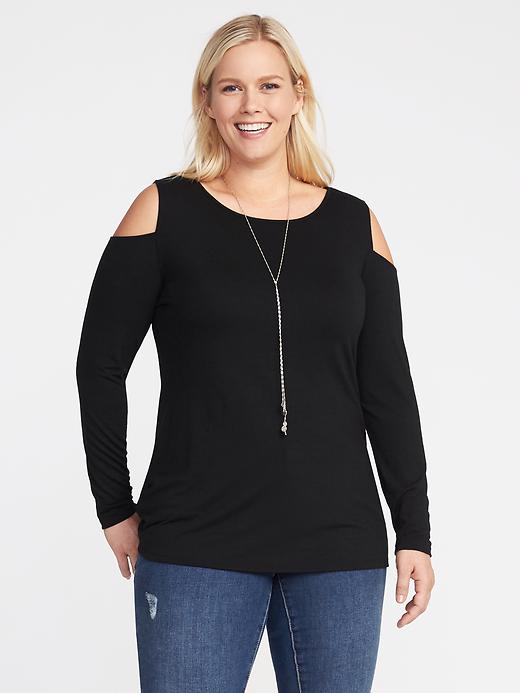 View large product image 1 of 1. Fitted Cold-Shoulder Plus-Size Top