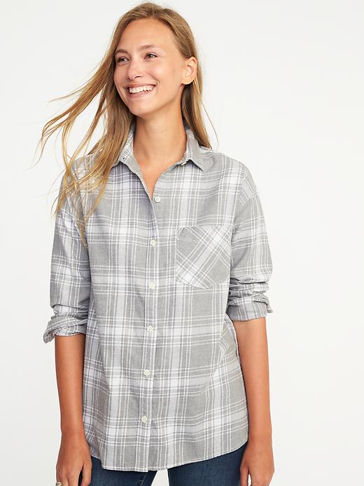 View large product image 1 of 1. Boyfriend Plaid Flannel Shirt for Women