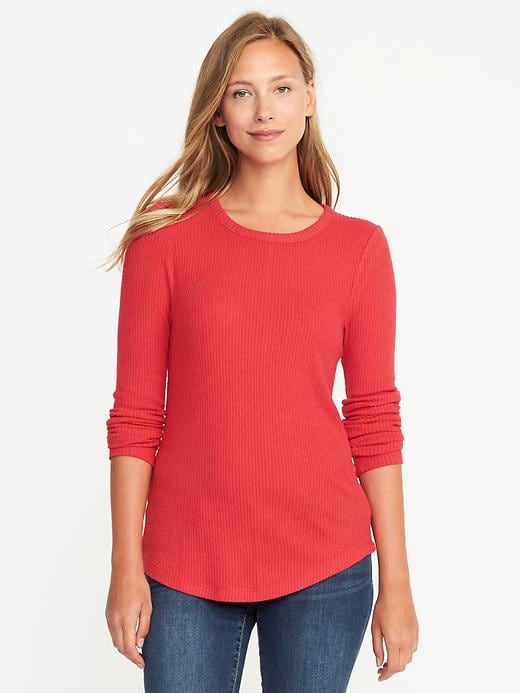 View large product image 1 of 1. Plush Rib-Knit Pullover for Women