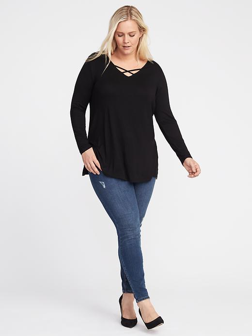 Image number 3 showing, Relaxed Plus-Size Lace-Up Top