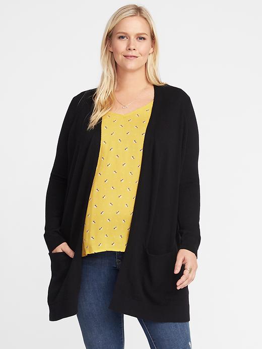 Image number 1 showing, Plus-Size Open-Front Long-Line Sweater