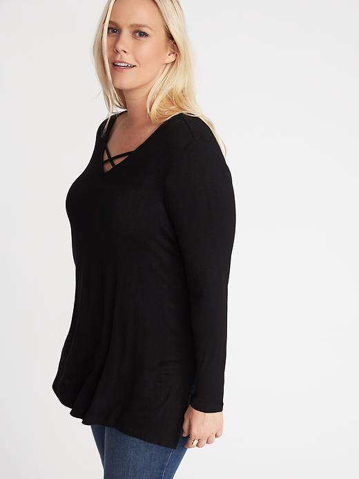 Image number 4 showing, Relaxed Plus-Size Lace-Up Top