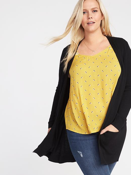 Image number 4 showing, Plus-Size Open-Front Long-Line Sweater