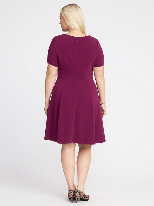 Image number 2 showing, Textured Ponte-Knit Plus-Size Fit & Flare Dress