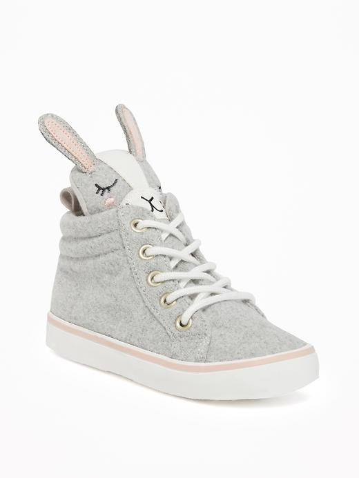 View large product image 1 of 4. Bunny Felt High-Tops For Toddler Girls