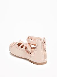 View large product image 3 of 4. Sueded Lace-Up Ballet Flats For Toddler Girls