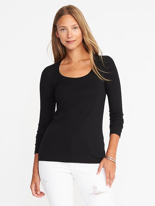 View large product image 1 of 1. Semi-Fitted Classic Scoop-Neck Tee