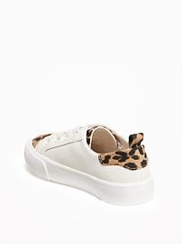 View large product image 3 of 4. Leopard-Print Lace-Up Sneakers for Toddler Girls