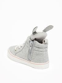 View large product image 3 of 4. Bunny Felt High-Tops For Toddler Girls