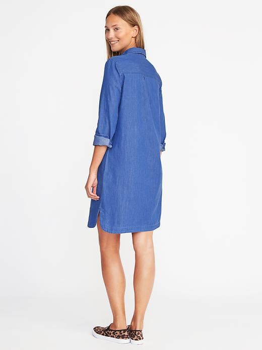 Image number 2 showing, Chambray Shirt Dress for Women