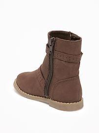 View large product image 3 of 4. Sueded Buckled Boots For Toddler Girls