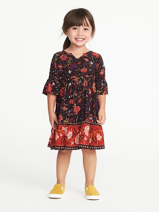 View large product image 1 of 3. Ruffled Floral Crepe Midi for Toddler Girls